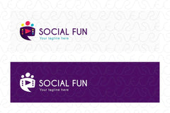 Social Fun - Chat Box Stock Logo Template for Entertainment Groups and Show Business