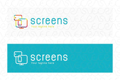Screens - Mobile Tablet Desktop Iconic Stock Logo Template for Responsive Web Graphic Designs