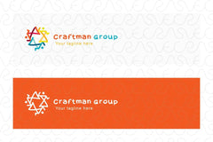 Craftsman Group - Freehand Warli Art Human Figures Creative Star Stock Logo Template for Artistic Community