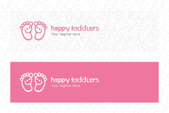 Happy Toddlers - Cute Adorable Baby Feet Stock Logo Template