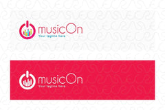 Music On - Power Button with Musical Bars Stock Logo Template for Songs App