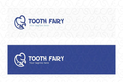 Tooth Fairy - Molar & Smiling Moon Stock Logo Template for Child Oral Care