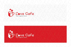 Love Café - Cute Abstract Simple Stock Logo Design