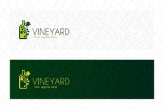 Vineyard - Grape Wine Bottle Stock Logo Template for Farming & Production