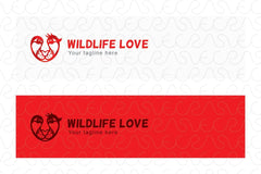 Wildlife Love - Abstract Lion & Bird In Heart Icon Stock Logo Template of Animal & Wild Care