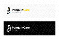 Penguin Care - Mother & Child Stock Logo Template of Birds