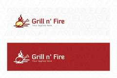 Grill n' Fire - Non Vegetarian Food Logo Design for Restaurant