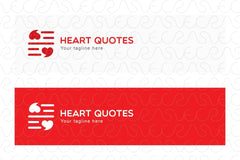Heart Quotes - Simple Iconic Stock Logo Template for Authors, Poets & Love Apps