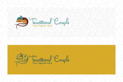 Traditional Indian Couple - Abstract Punjabi Faces Creative Logo Design