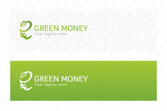 Green Money - Indian Rupee Icon Stock Logo Template for Financial Services