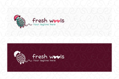 Fresh Wools - Cute Sheep linear Style Stock Logo Template of Domestic Animal