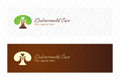 Environmental Care - Simple Tree Graphic with Heart Shape Stock Logo Template