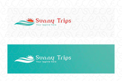 Sunny Trips - Nature Elements Stock Logo Template for Summer Vacation Tours