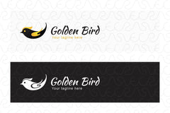 Golden Fly - Black Bird with Golden Wings Stock Logo Template
