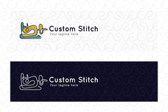Custom Stitch - Creative Linear Style Traditional Sewing Machine Stock Logo Design for Boutique & Tailoring