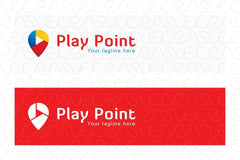 Play Point - Address Marker Location Symbol with Play Icon Logo Design Template