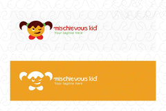 Mischievous Kid - Cute Girl Kid Logo Design Template
