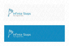 Infinite Steps - Human Foot Print in Linear Style Stock Logo Template