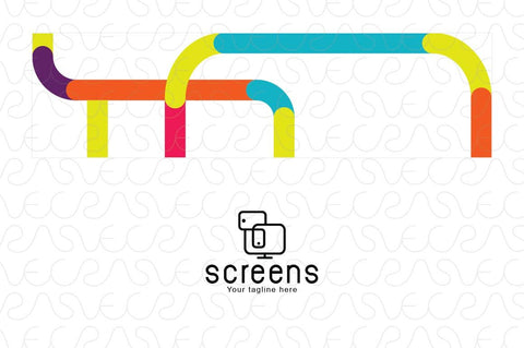 Screens - Mobile Tablet Desktop Iconic Stock Logo Template for Responsive Web Graphic Designs