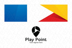 Play Point - Address Marker Location Symbol with Play Icon Logo Design Template