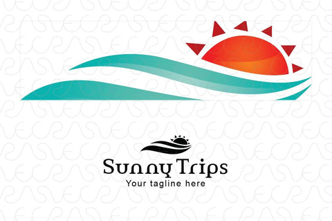 Sunny Trips - Nature Elements Stock Logo Template for Summer Vacation Tours