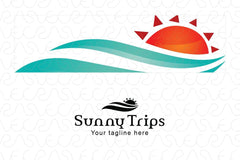 Sunny Trips - Nature Elements Stock Logo Template for Summer Vacation Tours