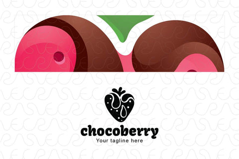 Chocó Berry - Strawberry Fruit Chocolate Stock Logo Template for Delicious Food Makers
