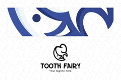 Tooth Fairy - Molar & Smiling Moon Stock Logo Template for Child Oral Care