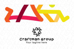 Craftsman Group - Freehand Warli Art Human Figures Creative Star Stock Logo Template for Artistic Community