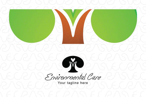 Environmental Care - Simple Tree Graphic with Heart Shape Stock Logo Template