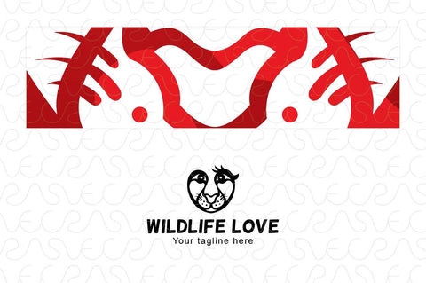 Wildlife Love - Abstract Lion & Bird In Heart Icon Stock Logo Template of Animal & Wild Care