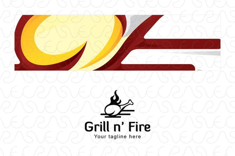 Grill n' Fire - Non Vegetarian Food Logo Design for Restaurant