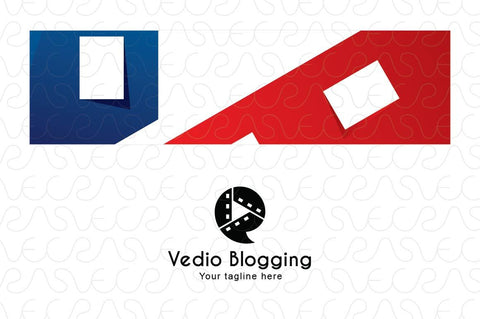 Video Blogging - Chat Bubble with Play Symbol & Camera Reel Stock Logo Template