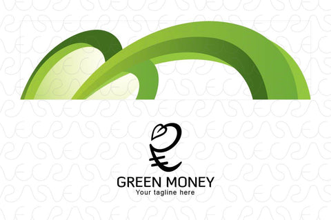 Green Money - Indian Rupee Icon Stock Logo Template for Financial Services