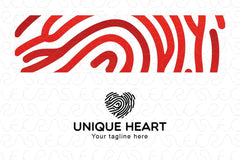 Unique Heart - Finger Print Iconic Stock logo Template