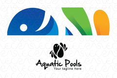 Aquatic Pools - Fish And Water Abstract Stock Logo Template for Spa and Entertainment