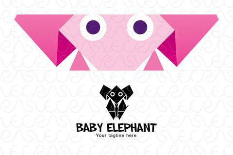Baby Elephant - Origami Style Cute Animal Logo Design Template
