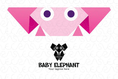  Baby Elephant - Origami Style Cute Animal Logo Design Template