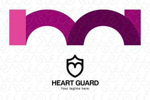 Heart Guard - Simple Iconic Heart & Crest ( Shield ) Stock Logo Template