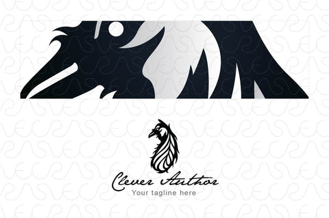 Clever Author - Creative Writer Stock Logo Template of Abstract Crow Bird Feather
