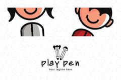 Play Pen - Cute Kids Abstract Stock Logo Template for Primary Education School