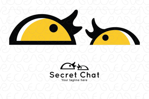 Secret Chat - Small Abstract Graphics of Tweeting Chickens Stock Logo Template