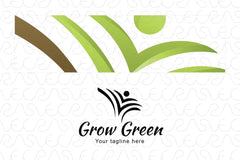 Grow Green - Simple Abstract Compositional Tree & Human Iconic Stock Logo Template