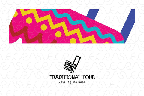 Traditional Tour - Colourful Embroidered Luggage Bag Stock Logo Template