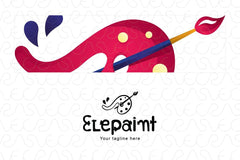 Elepaint - Elephant Trunk Artistic Logo Design
