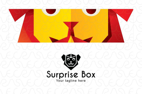 Surprise Box  - Cute Lion Stock Logo Template