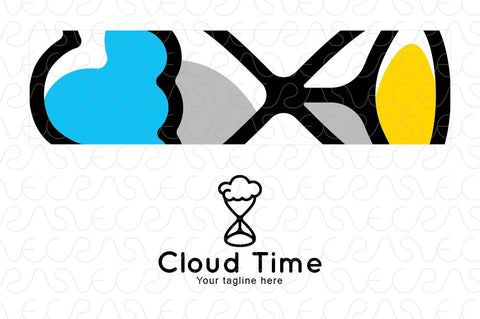 Cloud Time - Abstract Sand Clock Stock Logo Template