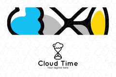 Cloud Time - Abstract Sand Clock Stock Logo Template