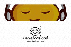 Musical Cat - Cute Animal Abstract Stock Logo Template