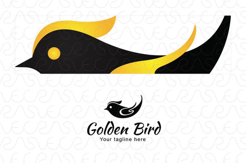 Golden Fly - Black Bird with Golden Wings Stock Logo Template